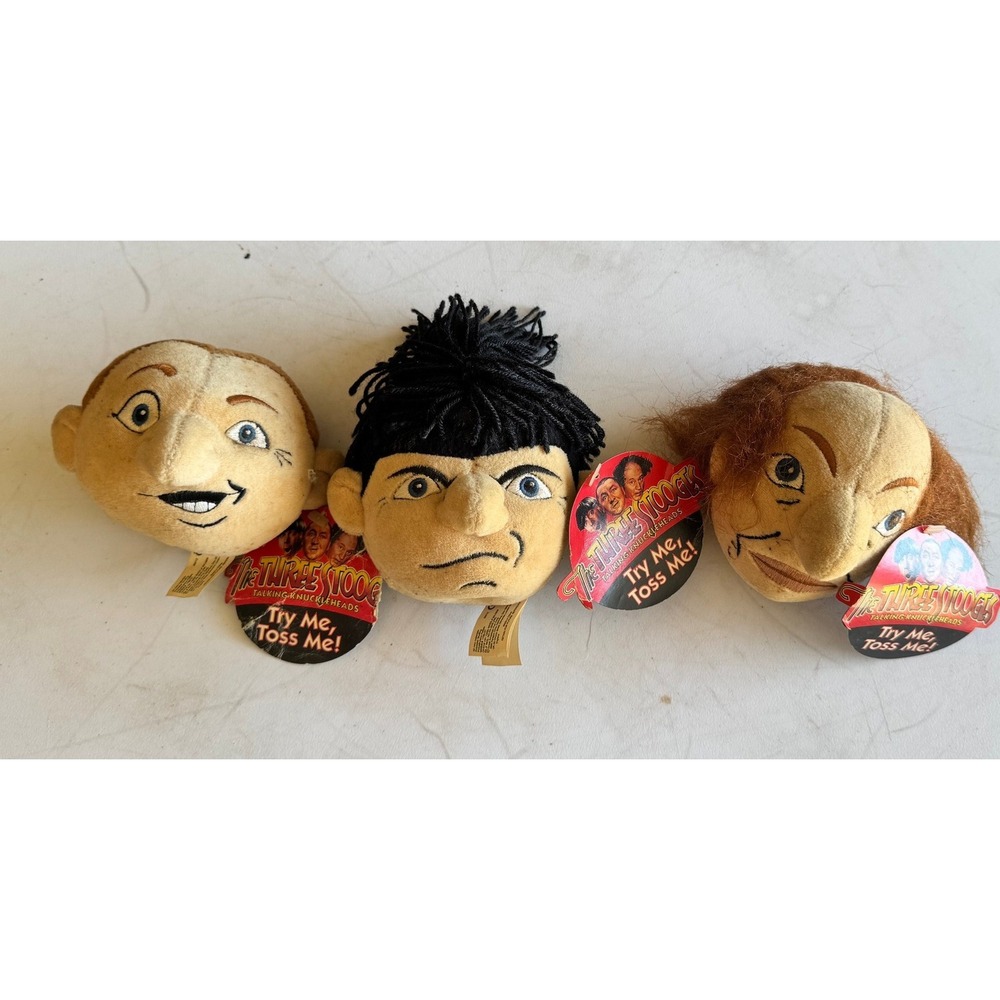 Vintage Three Stooges Talking Knuckleheads Plush Set Larry Moe Curly 12000